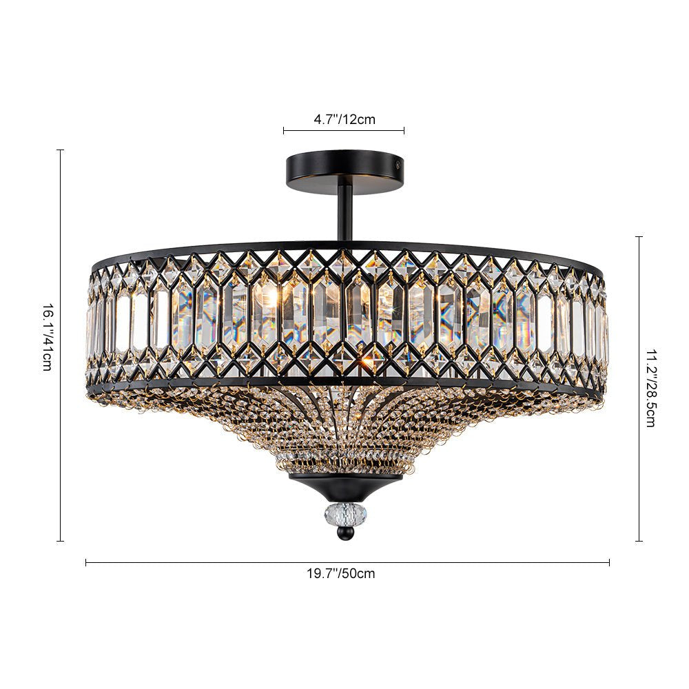 Carved Crystal Drum Ceiling Light
