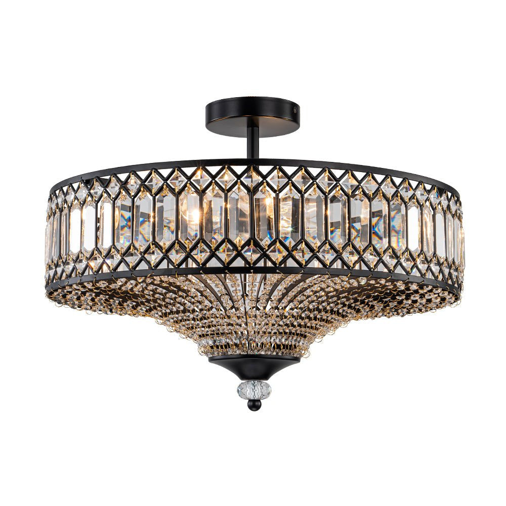 Carved Crystal Drum Ceiling Light