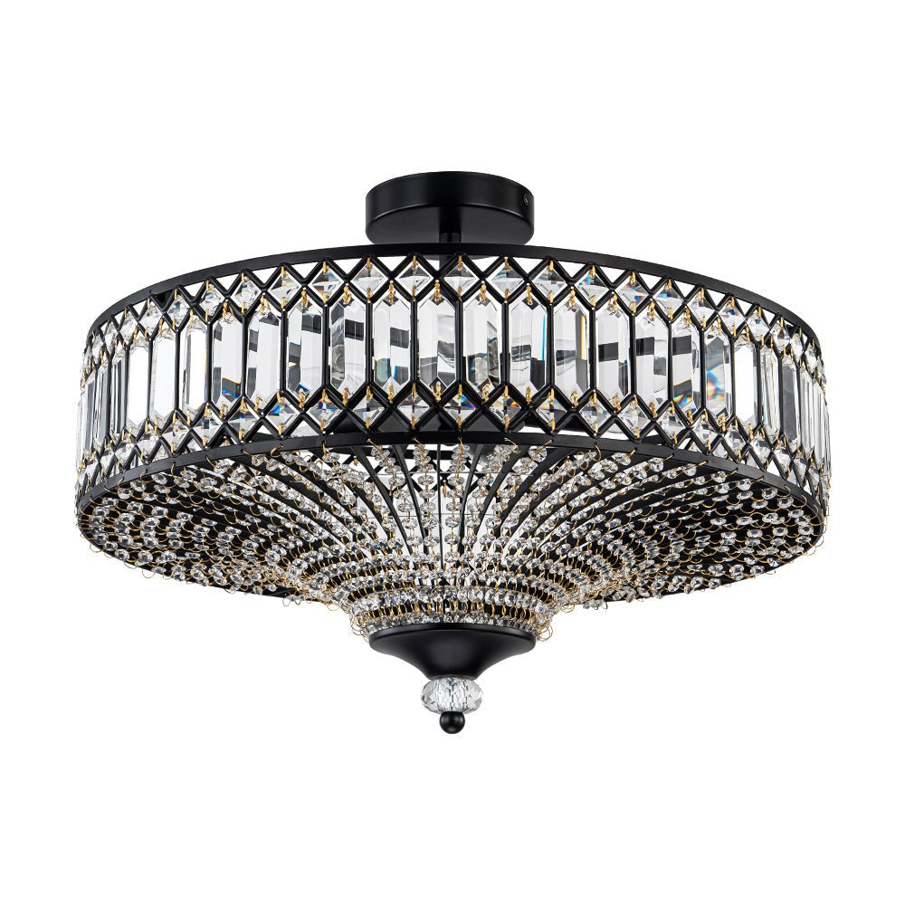 Carved Crystal Drum Ceiling Light