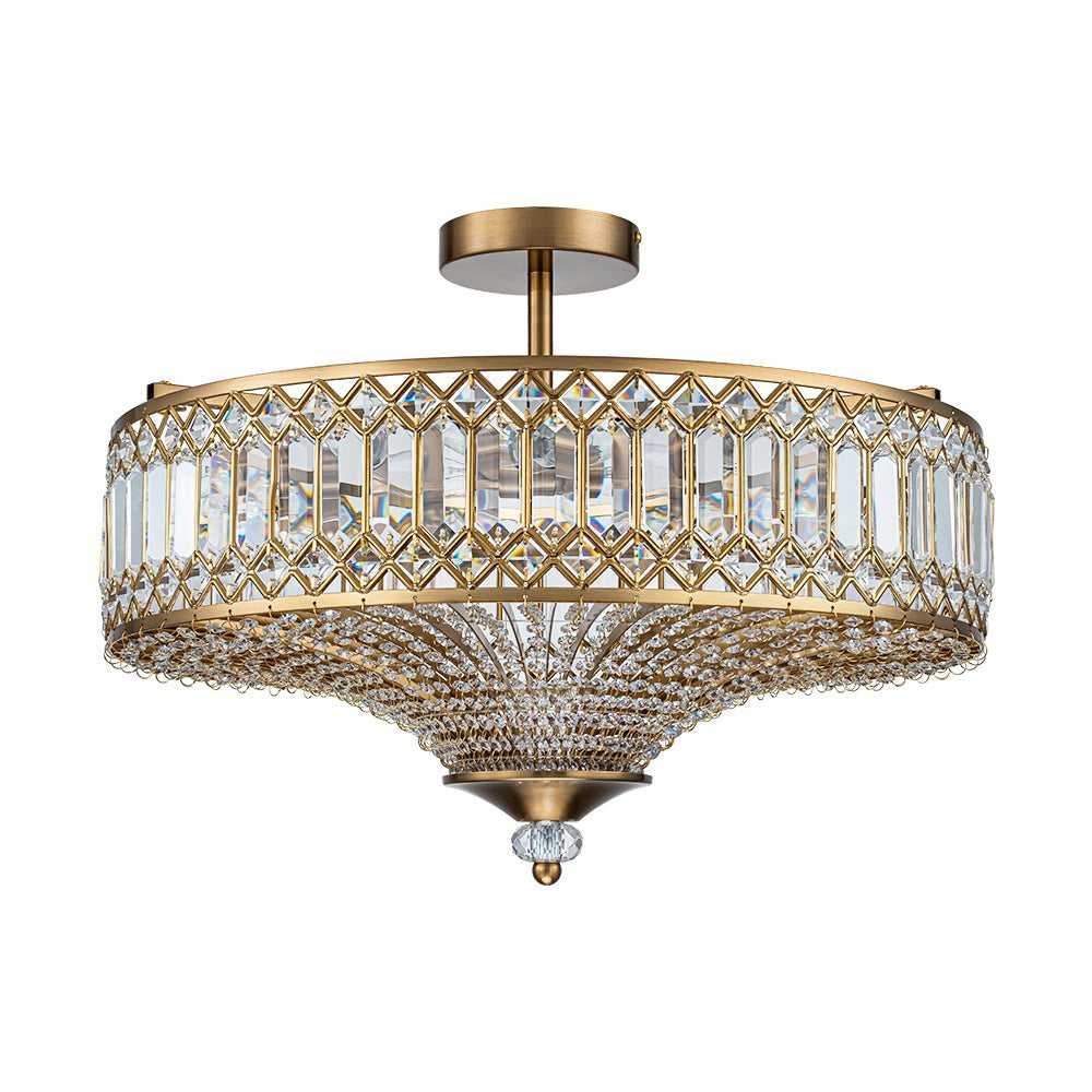 Carved Crystal Drum Ceiling Light