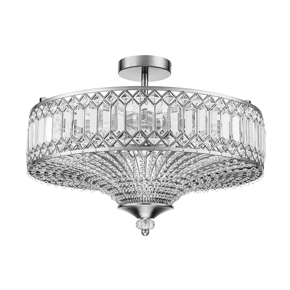 Carved Crystal Drum Ceiling Light