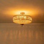 Carved Crystal Drum Ceiling Light