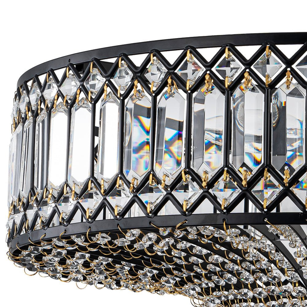Carved Crystal Drum Ceiling Light