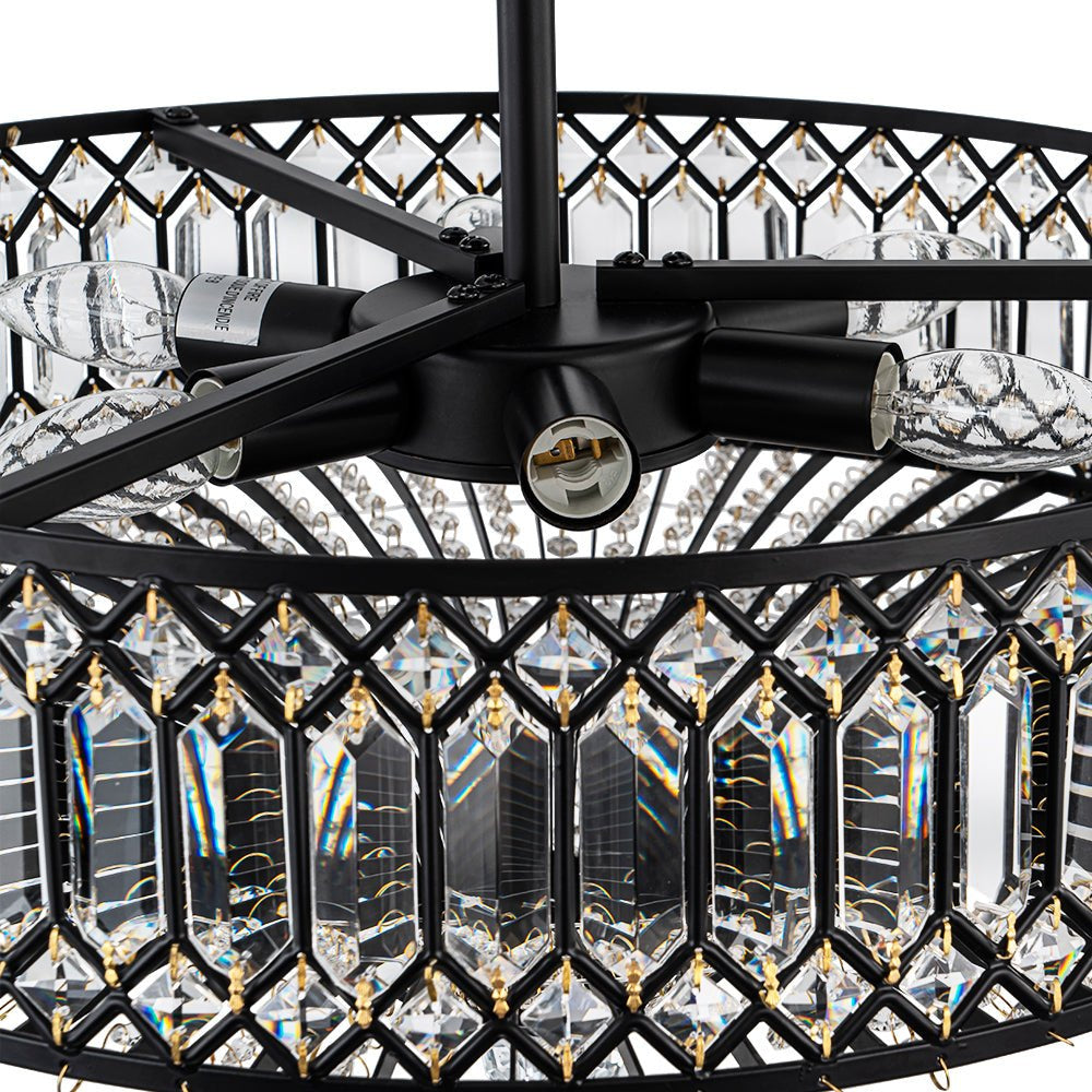 Carved Crystal Drum Ceiling Light