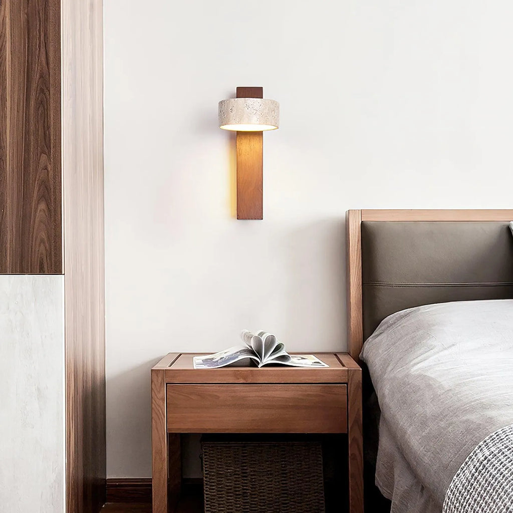 Jovan Travertine Wood Wall Light