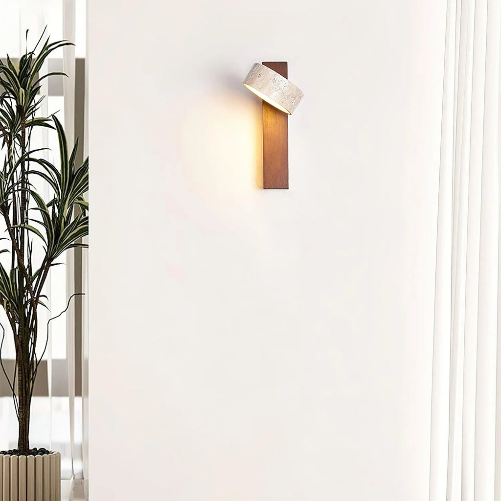 Jovan Travertine Wood Wall Light