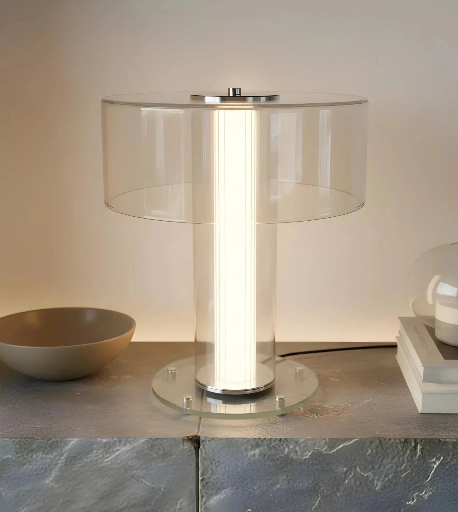 Vega Sculptural Glass Table Lamp