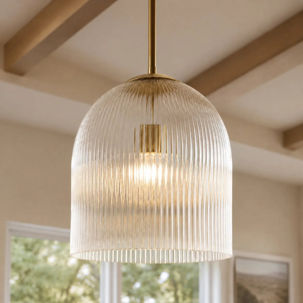 Vireo Ribbed Glass Farmhouse Pendant Light