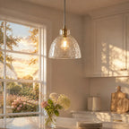 Ondine Hammered Glass Farmhouse Pendant Light