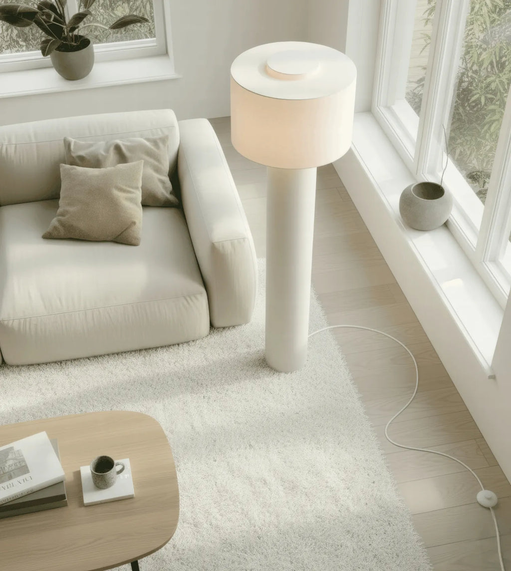 Keani Linen Arc Floor Lamp