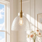 Ondine Hammered Glass Farmhouse Pendant Light
