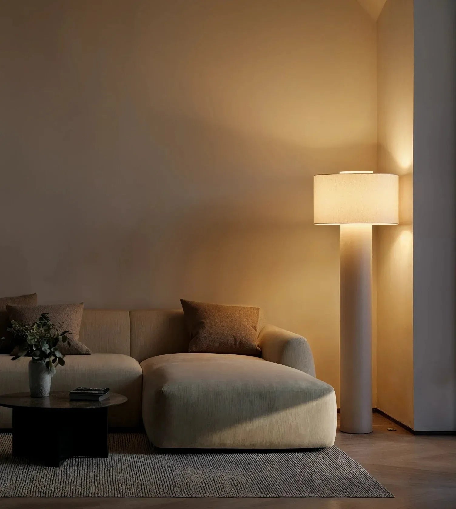 Keani Linen Arc Floor Lamp