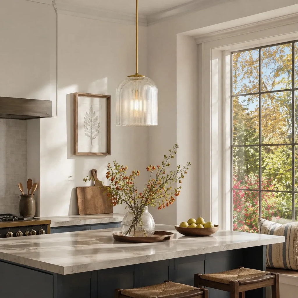 Vireo Ribbed Glass Farmhouse Pendant Light