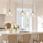 Ondine Hammered Glass Farmhouse Pendant Light