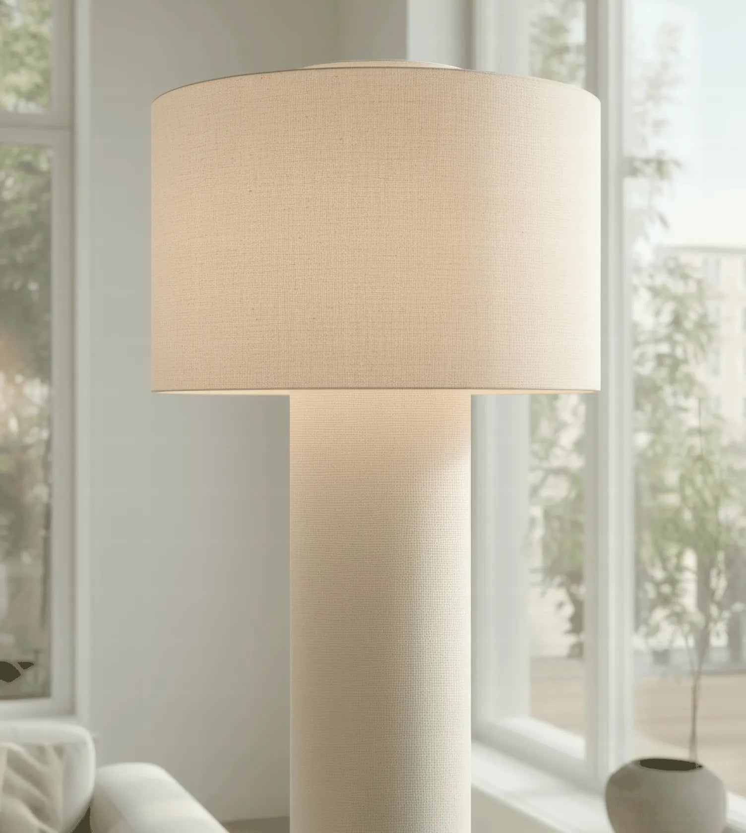 Keani Linen Arc Floor Lamp