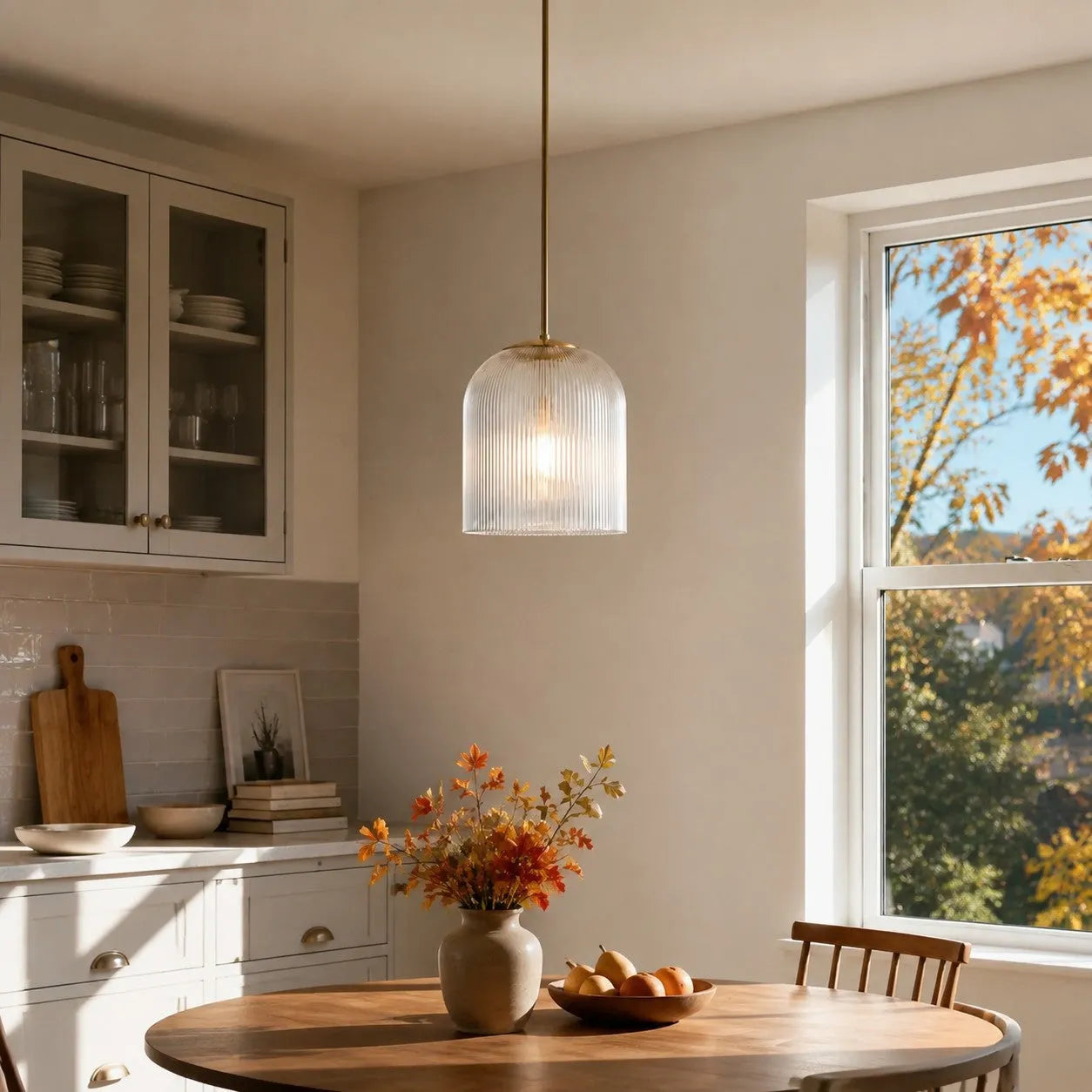 Vireo Ribbed Glass Farmhouse Pendant Light