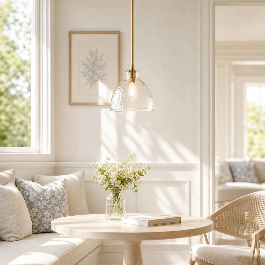 Ondine Hammered Glass Farmhouse Pendant Light