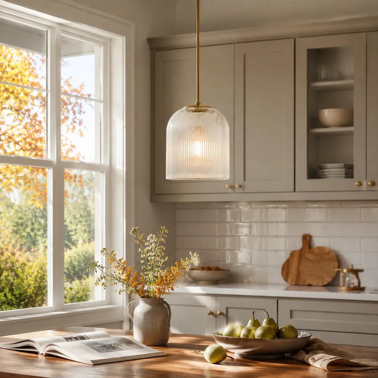 Vireo Ribbed Glass Farmhouse Pendant Light
