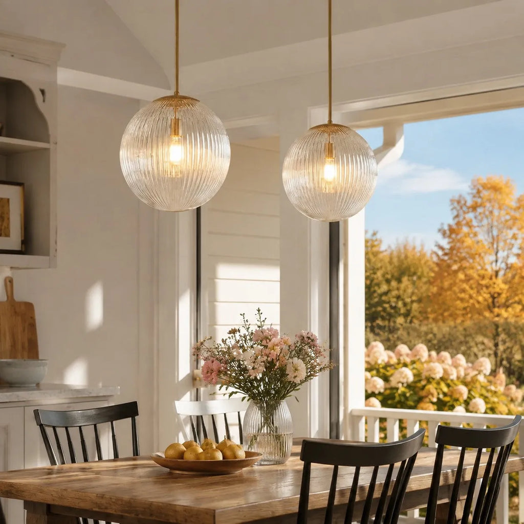 Vireo Ribbed Glass Farmhouse Pendant Light