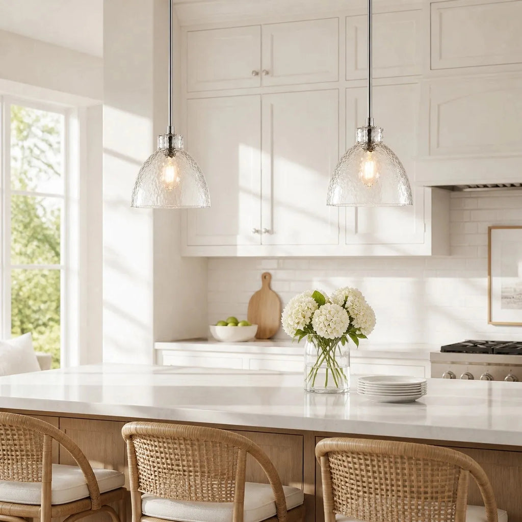 Ondine Hammered Glass Farmhouse Pendant Light