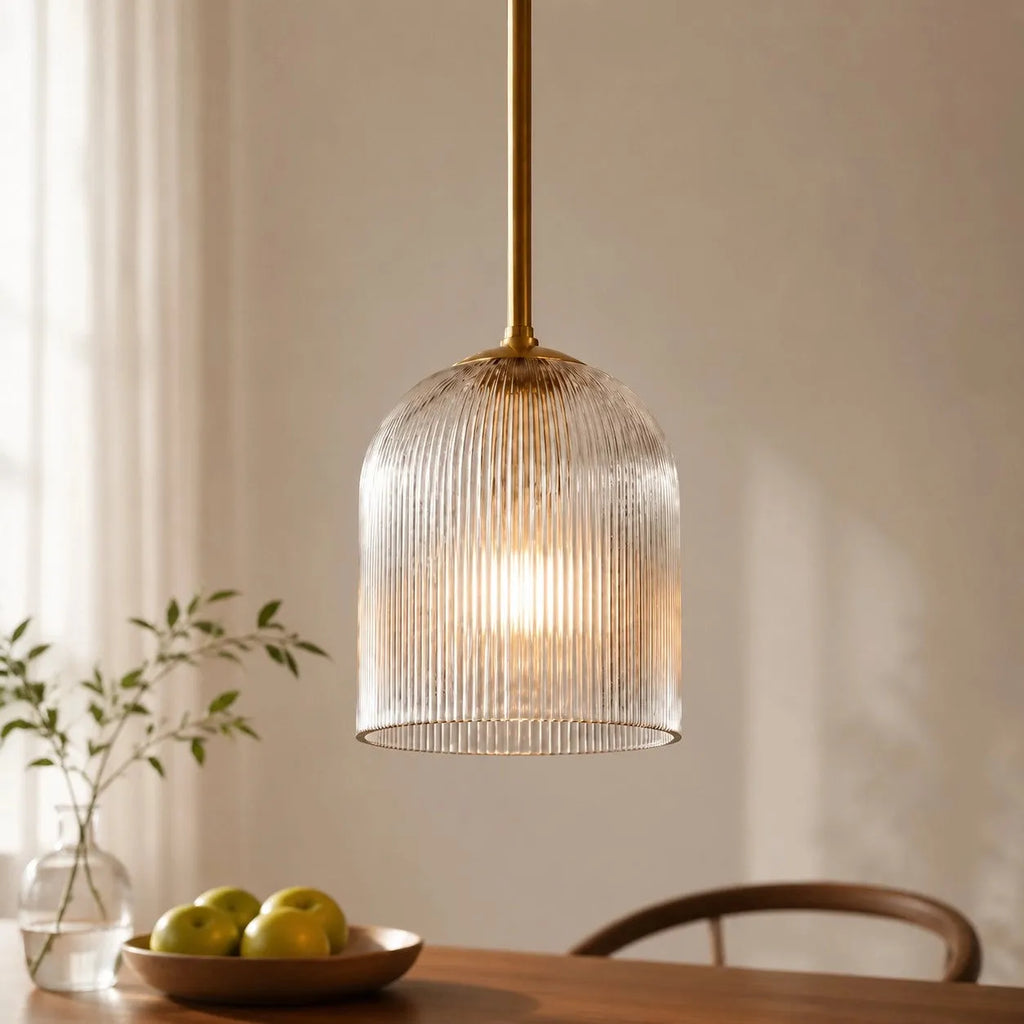 Vireo Ribbed Glass Farmhouse Pendant Light