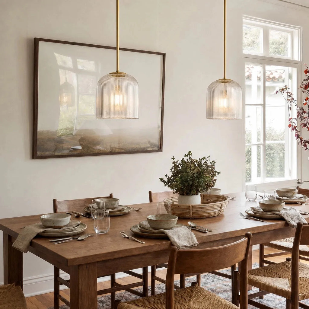 Vireo Ribbed Glass Farmhouse Pendant Light