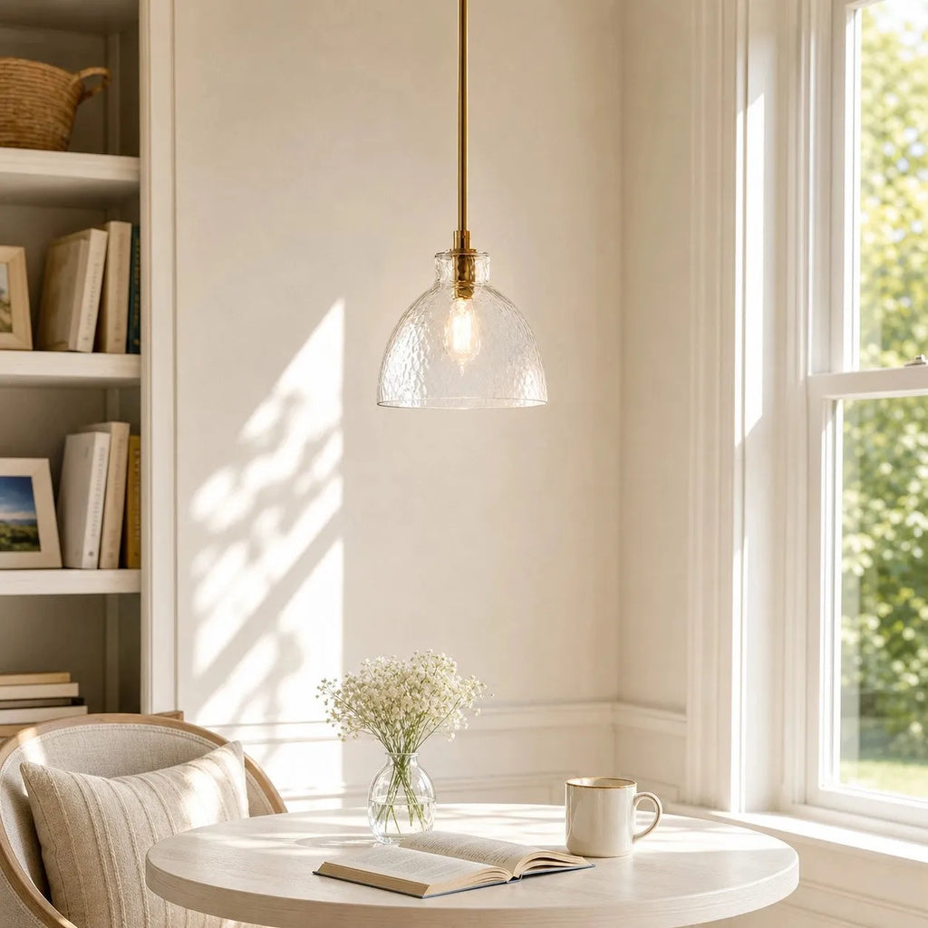 Ondine Hammered Glass Farmhouse Pendant Light