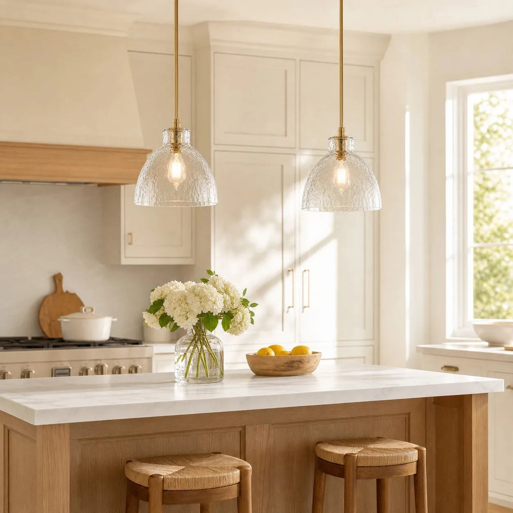 Ondine Hammered Glass Farmhouse Pendant Light