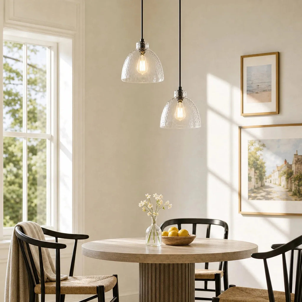 Ondine Hammered Glass Farmhouse Pendant Light