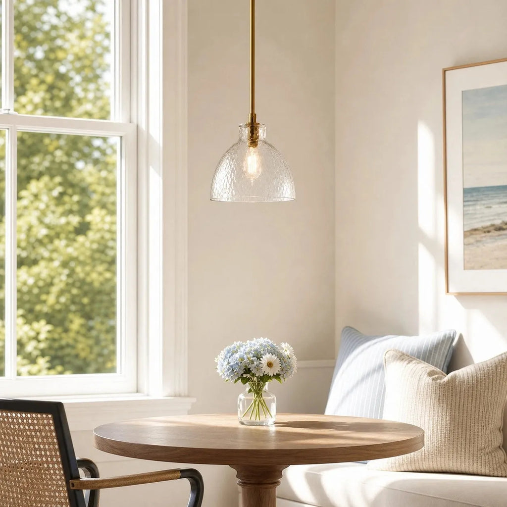 Ondine Hammered Glass Farmhouse Pendant Light