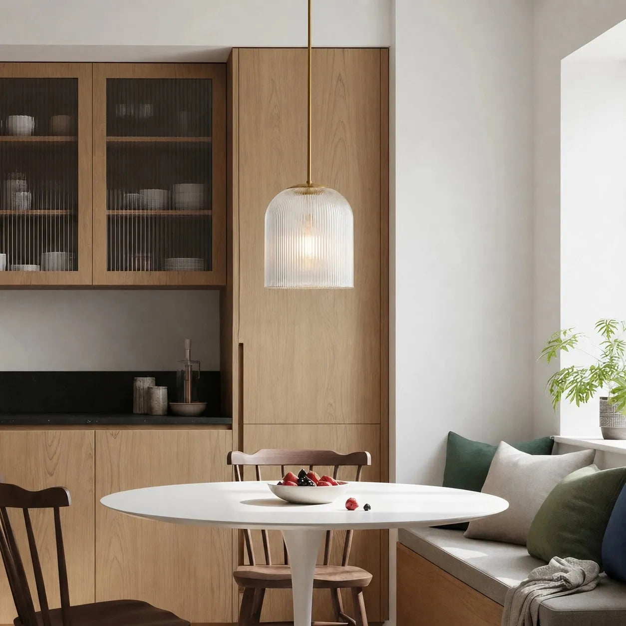Vireo Ribbed Glass Farmhouse Pendant Light