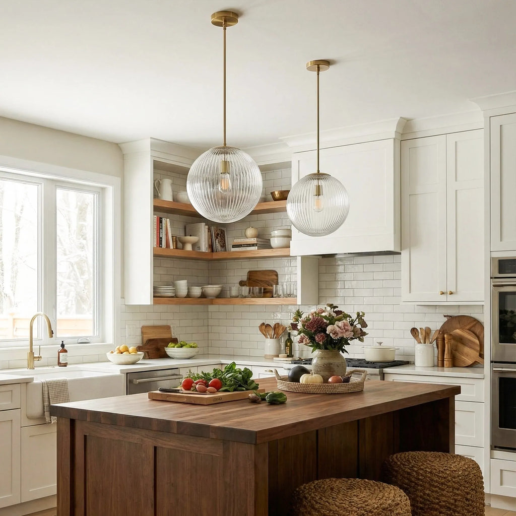 Vireo Ribbed Glass Farmhouse Pendant Light