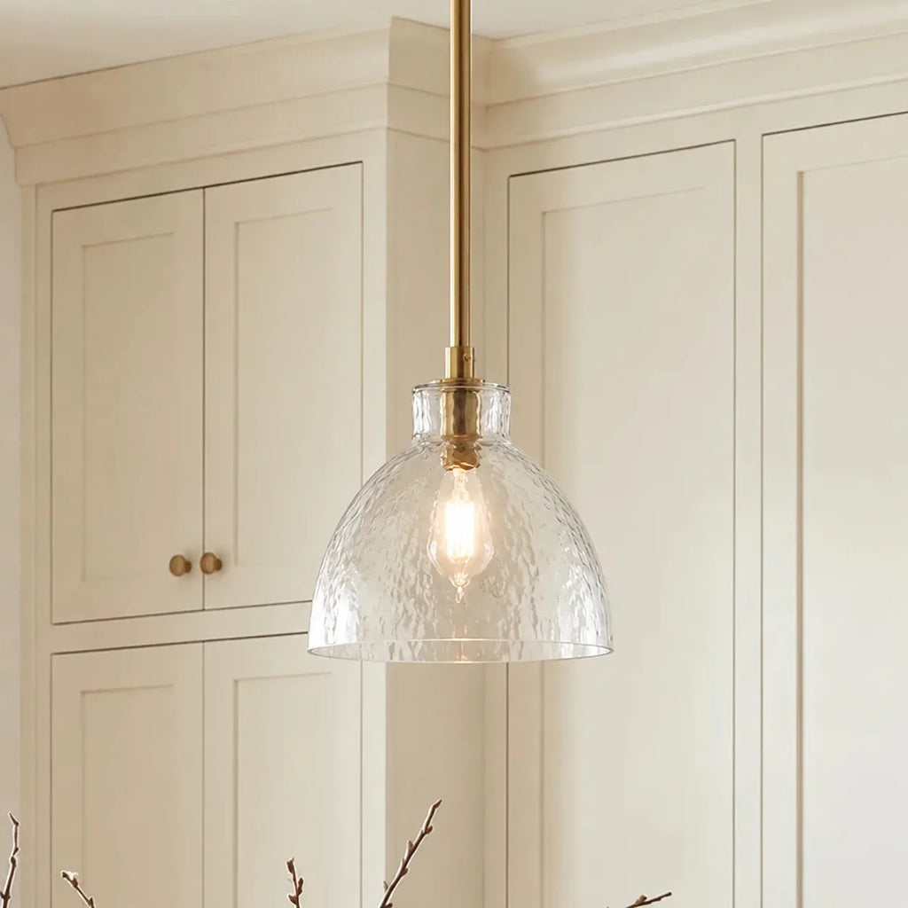 Ondine Hammered Glass Farmhouse Pendant Light