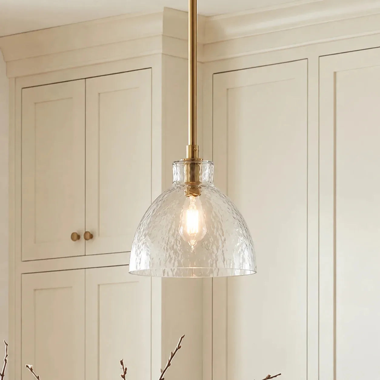 Ondine Hammered Glass Farmhouse Pendant Light