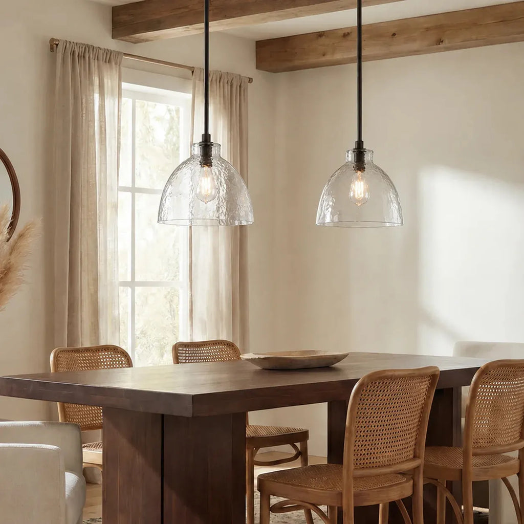 Ondine Hammered Glass Farmhouse Pendant Light