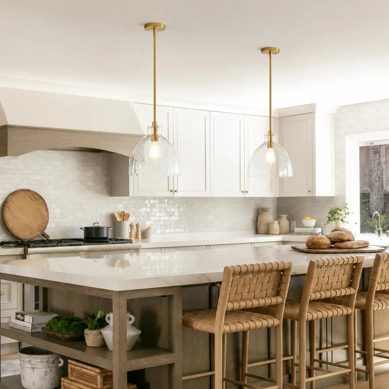 Ondine Hammered Glass Farmhouse Pendant Light