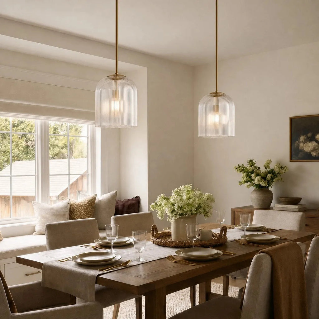 Vireo Ribbed Glass Farmhouse Pendant Light