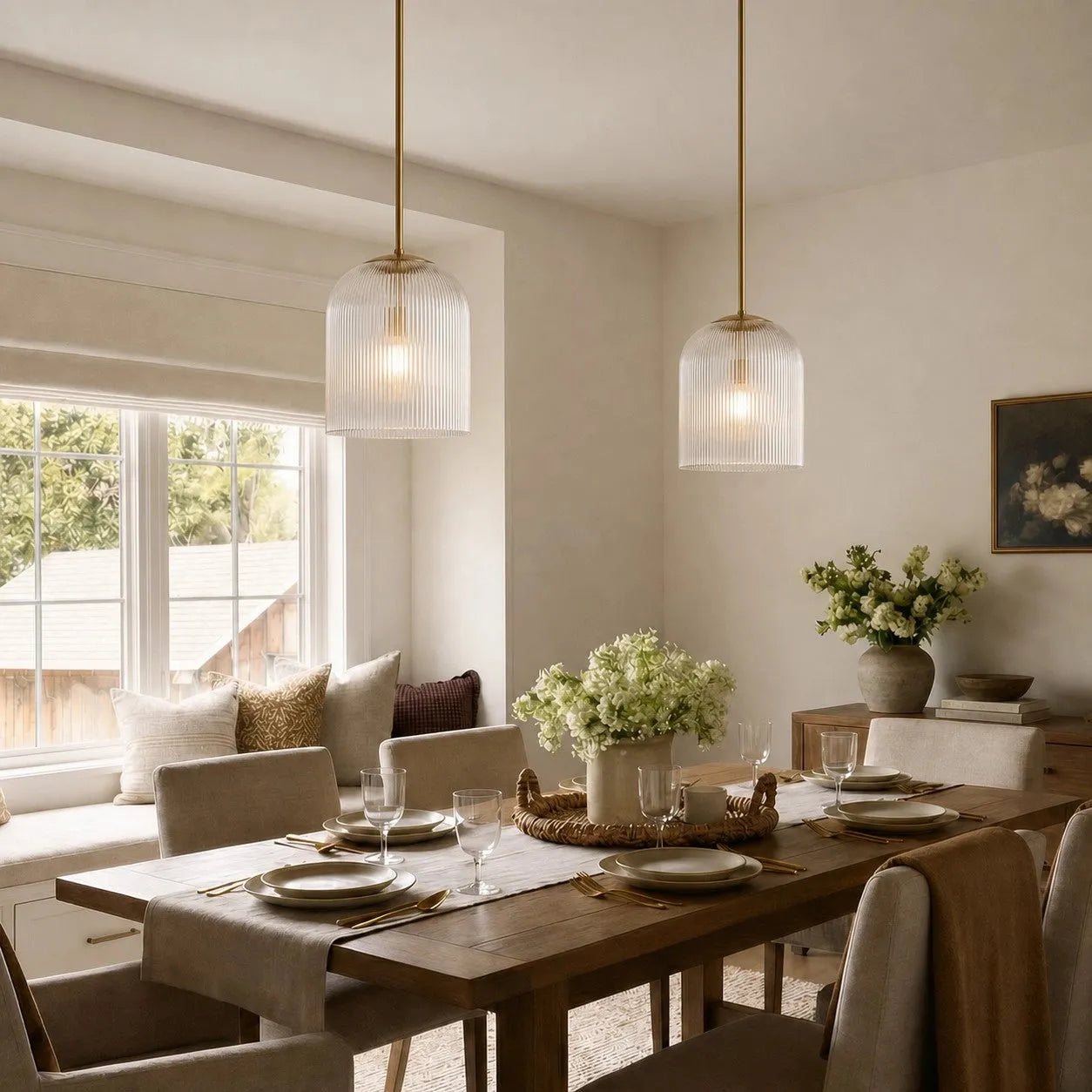 Vireo Ribbed Glass Farmhouse Pendant Light