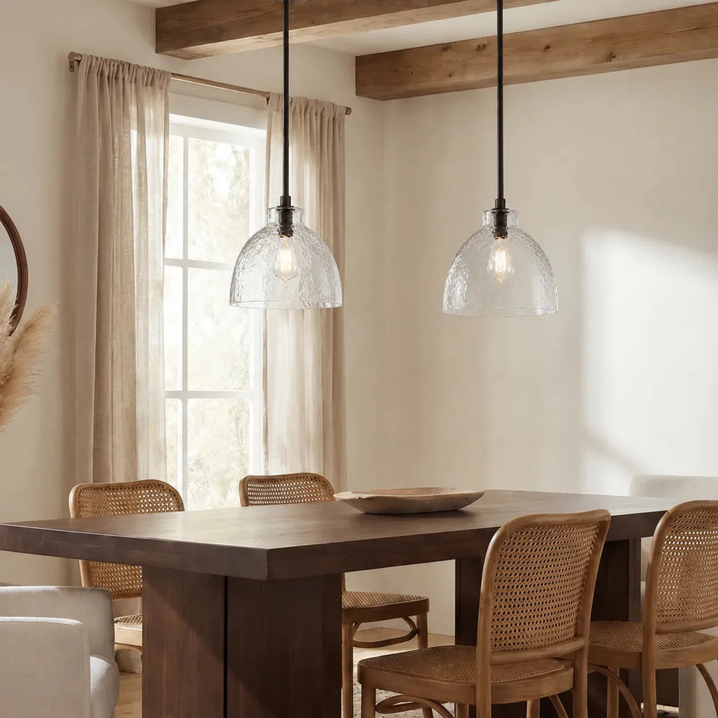 Ondine Hammered Glass Farmhouse Pendant Light