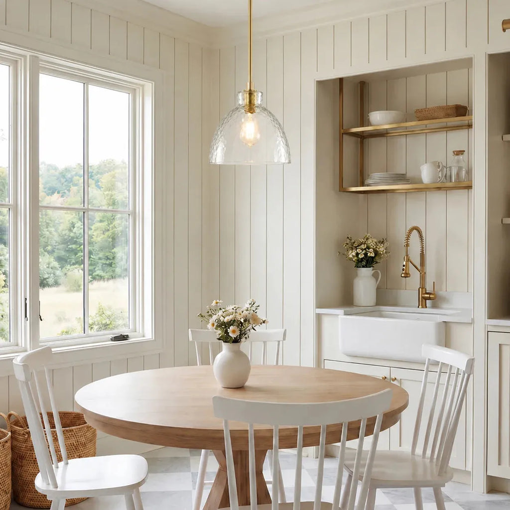 Ondine Hammered Glass Farmhouse Pendant Light