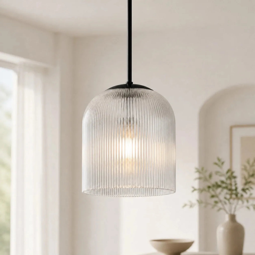 Vireo Ribbed Glass Farmhouse Pendant Light