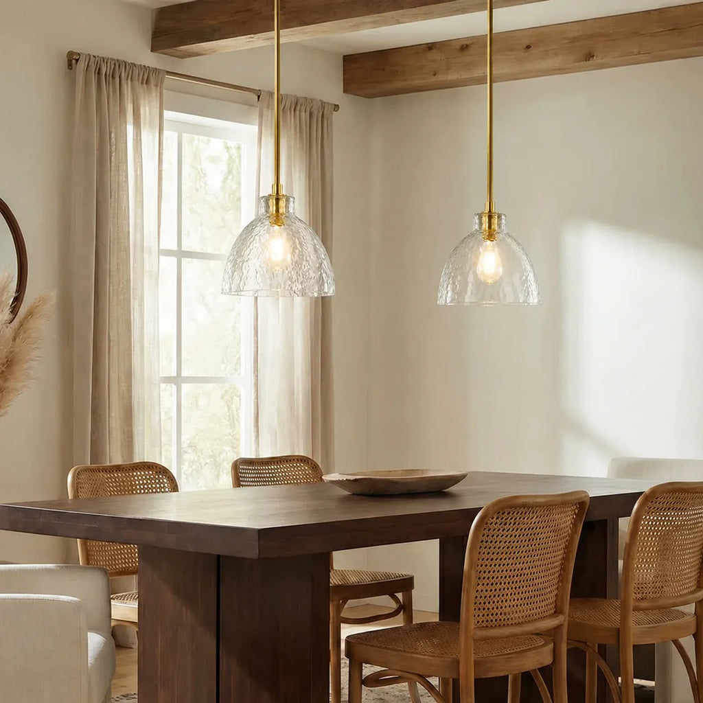 Ondine Hammered Glass Farmhouse Pendant Light