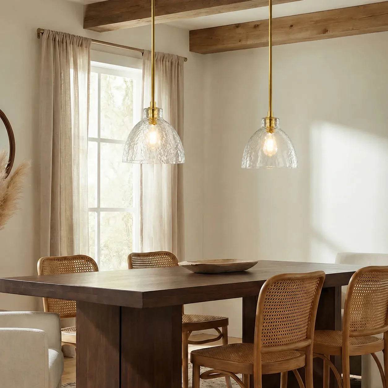Ondine Hammered Glass Farmhouse Pendant Light