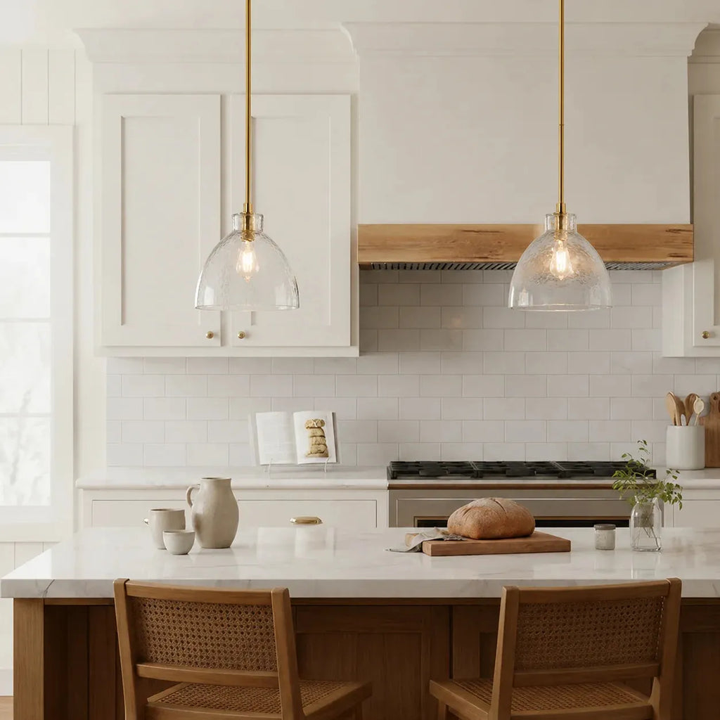 Ondine Hammered Glass Farmhouse Pendant Light