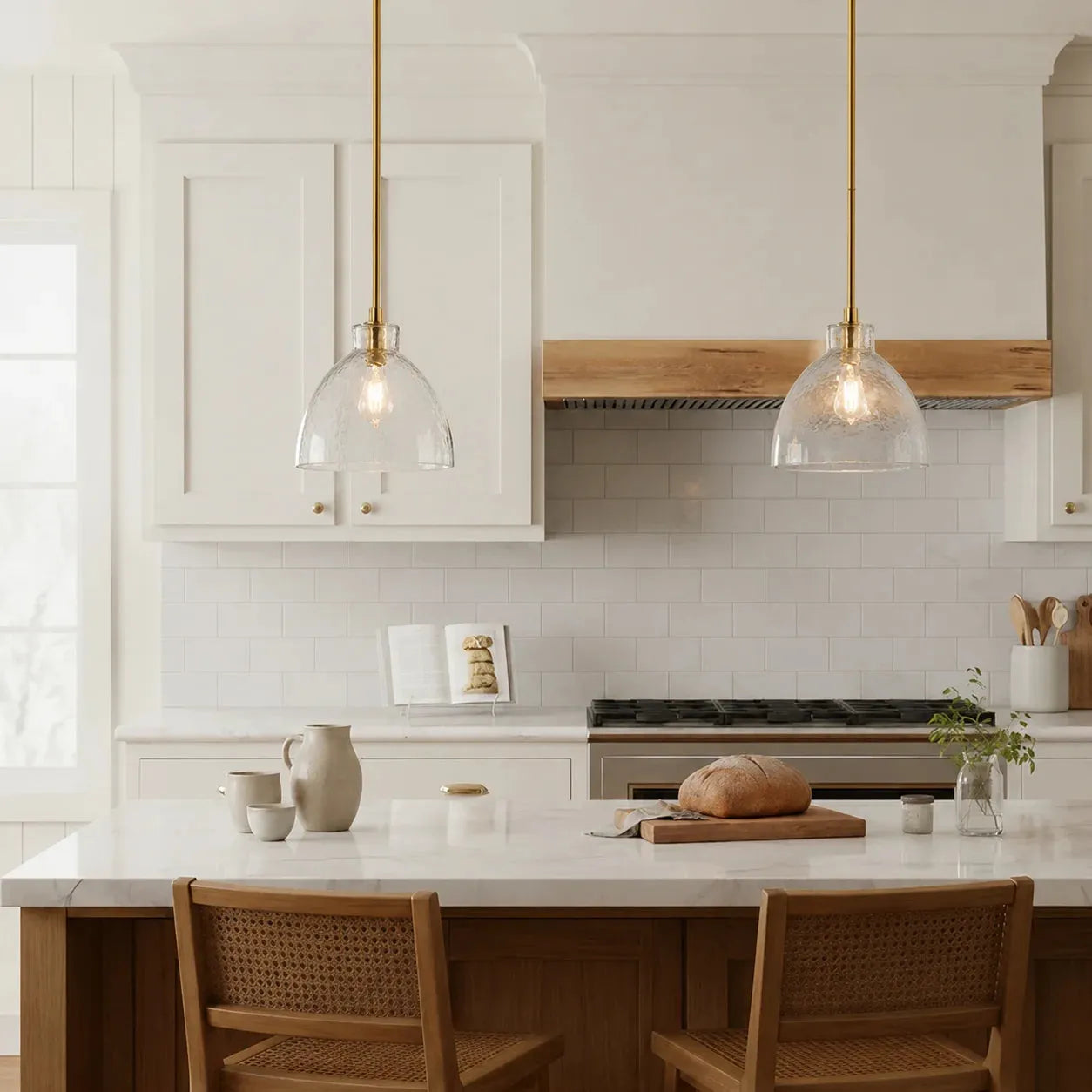 Ondine Hammered Glass Farmhouse Pendant Light