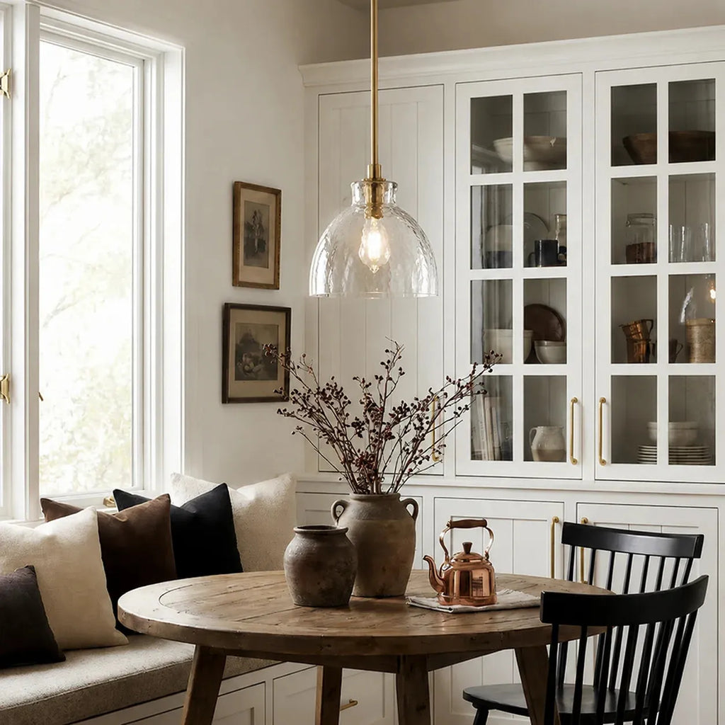 Ondine Hammered Glass Farmhouse Pendant Light