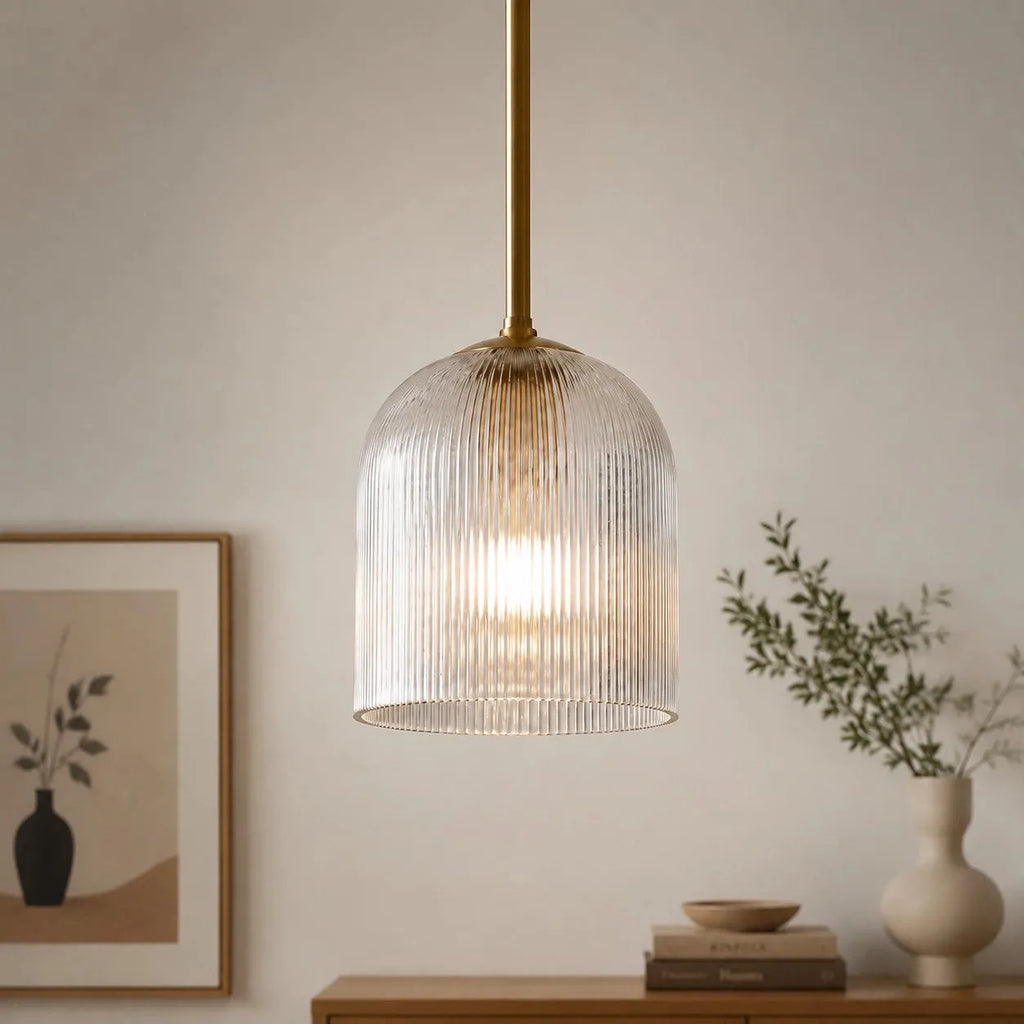 Vireo Ribbed Glass Farmhouse Pendant Light