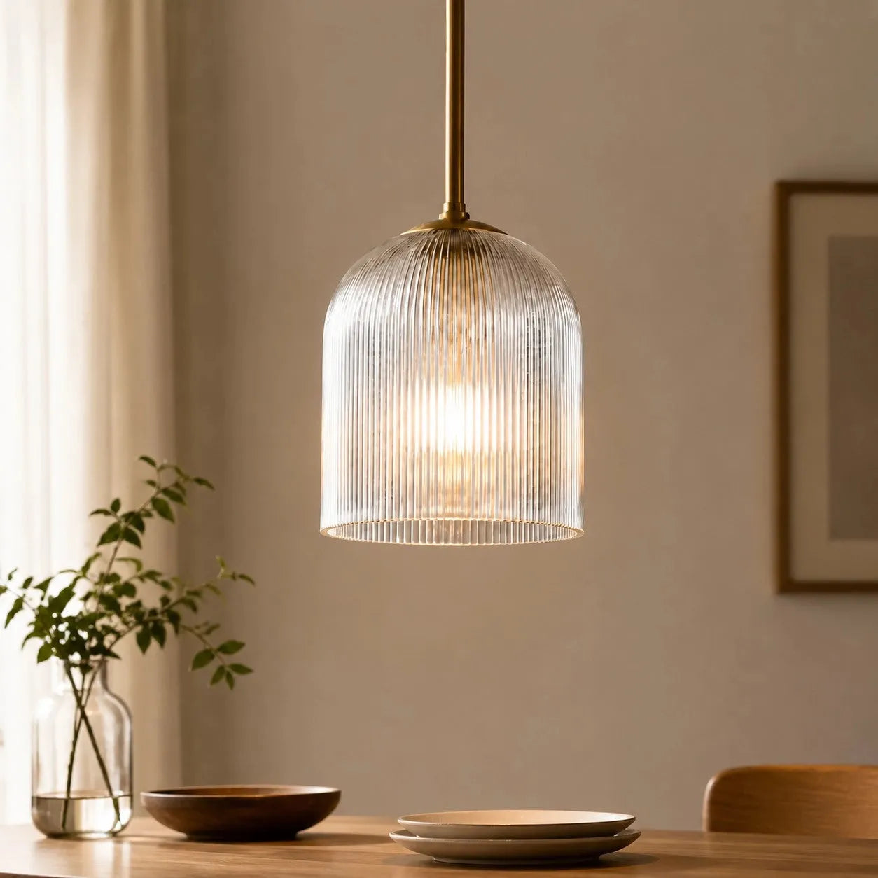 Vireo Ribbed Glass Farmhouse Pendant Light