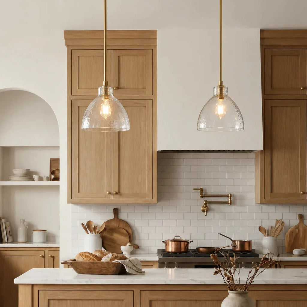 Ondine Hammered Glass Farmhouse Pendant Light