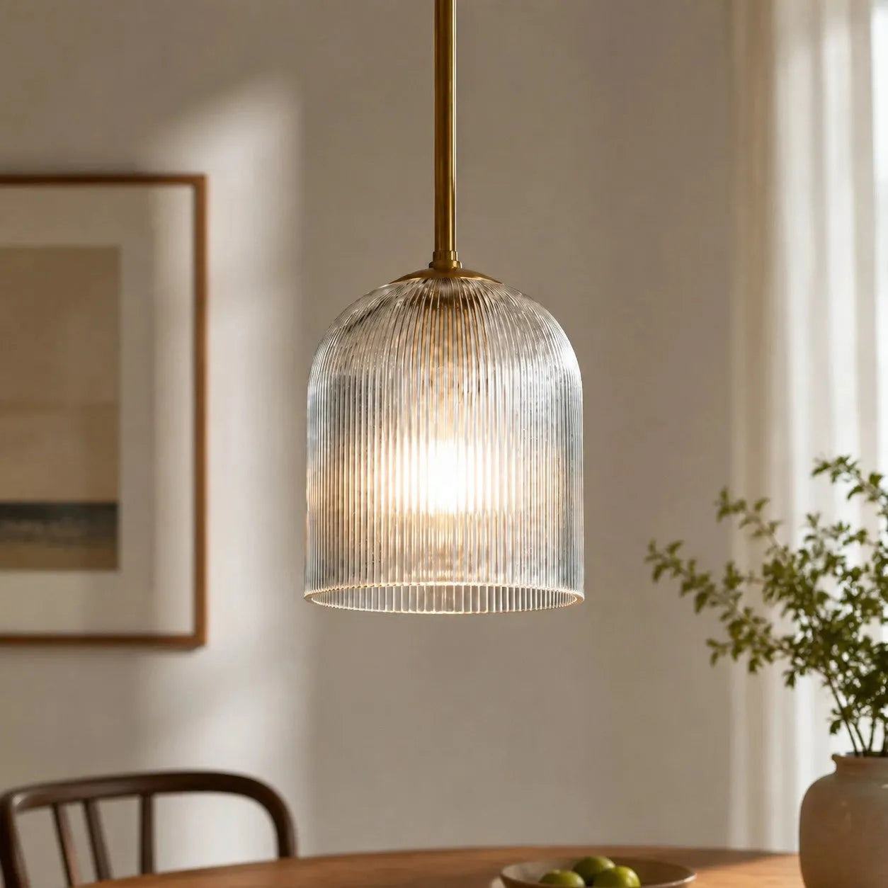 Vireo Ribbed Glass Farmhouse Pendant Light